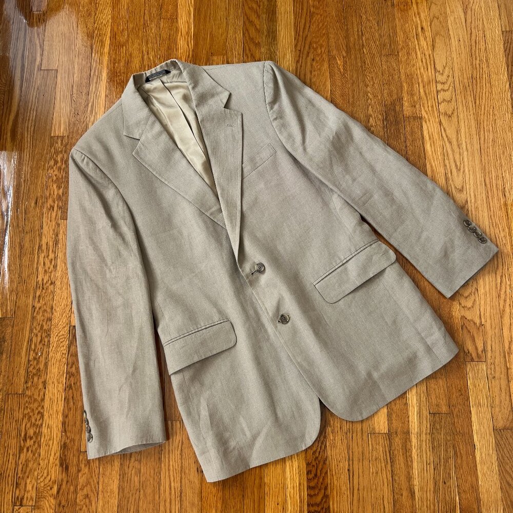 Brooks Brothers Summer Blazer Brown Sand 100% Linen - 40R